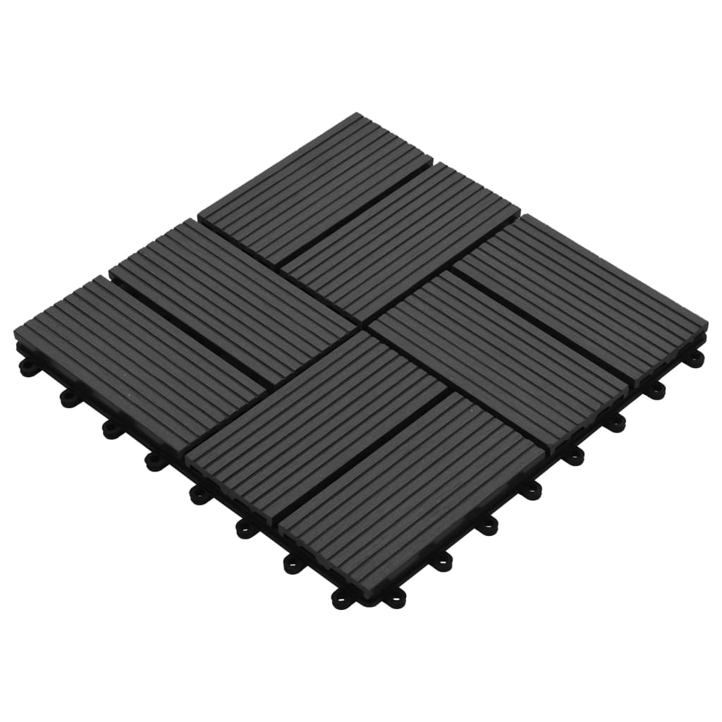 11 pcs Decking Tiles WPC 30x30 cm 1 sqm Black