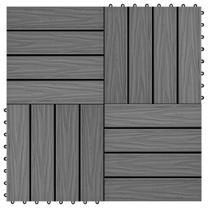 11 pcs Decking Tiles Deep Embossed WPC 30x30 cm 1 sqm Grey