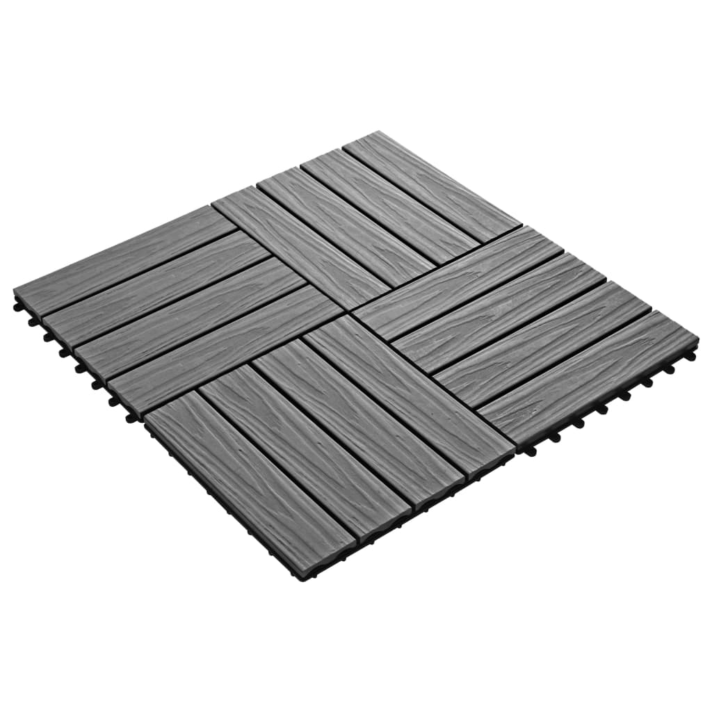 11 pcs Decking Tiles Deep Embossed WPC 30x30 cm 1 sqm Grey