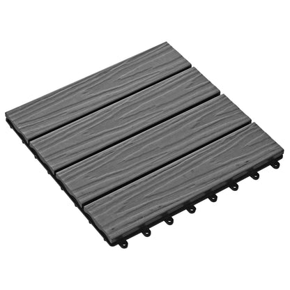 11 pcs Decking Tiles Deep Embossed WPC 30x30 cm 1 sqm Grey