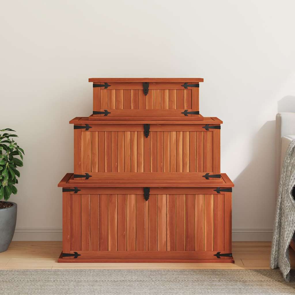 Storage Chests 3 pcs Solid Acacia Wood