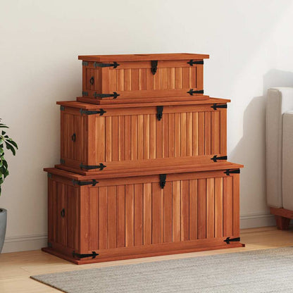 Storage Chests 3 pcs Solid Acacia Wood