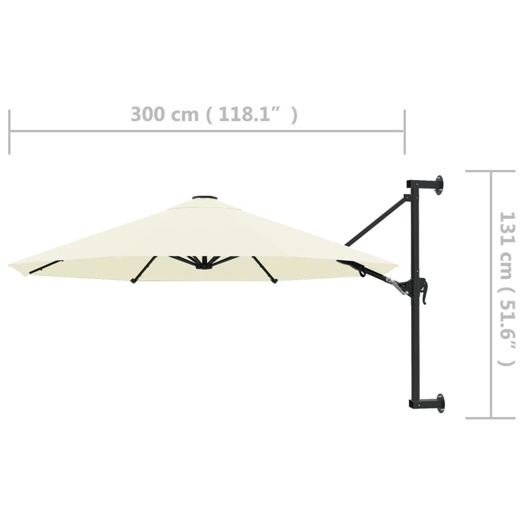 Wall-Mounted Garden Parasol with Metal Pole 300 cm Sand