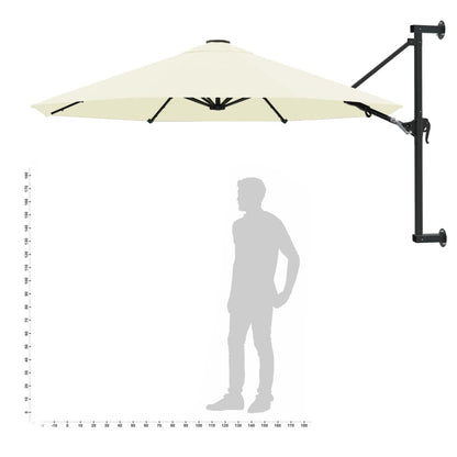 Wall-Mounted Garden Parasol with Metal Pole 300 cm Sand