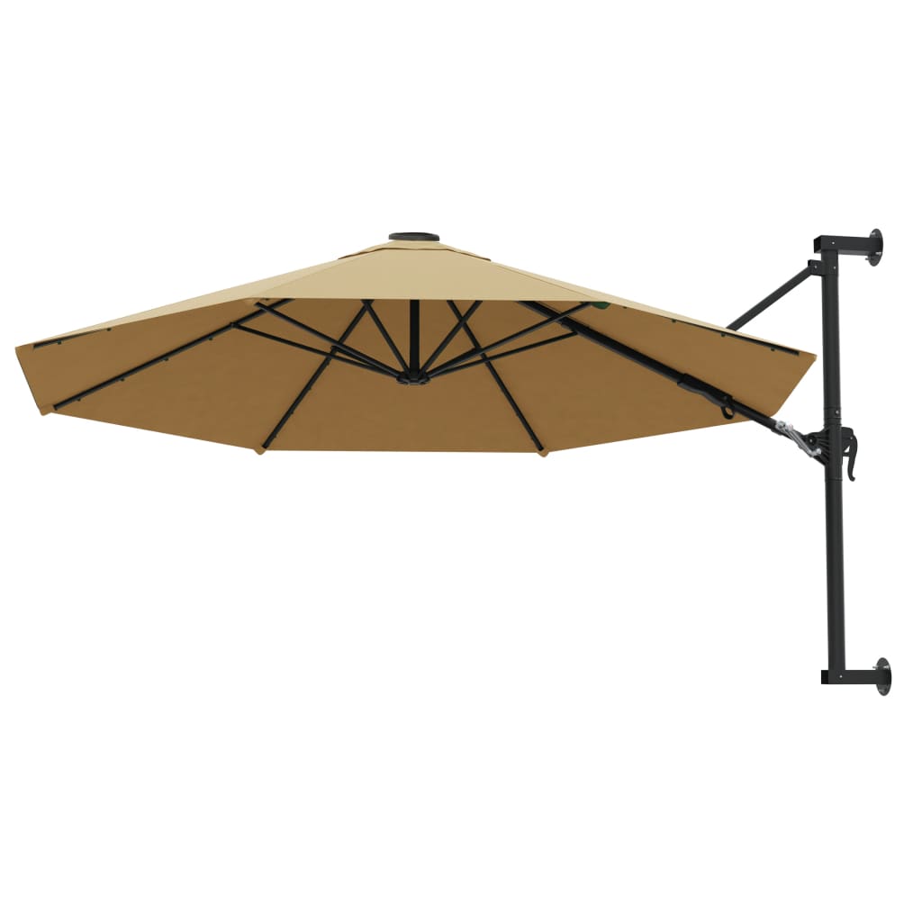 Wall-Mounted Garden Parasol with Metal Pole 300 cm Taupe