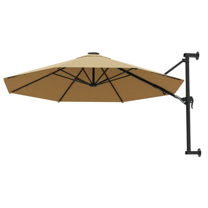 Wall-Mounted Garden Parasol with Metal Pole 300 cm Taupe