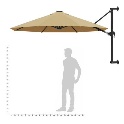 Wall-Mounted Garden Parasol with Metal Pole 300 cm Taupe