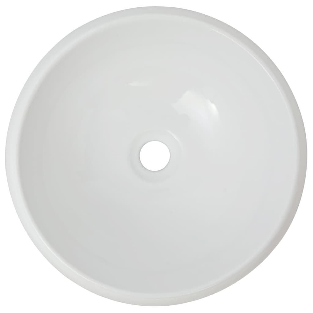 Bathroom Basin with Mixer Tap Ceramic Round White