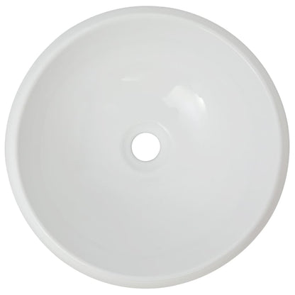 Bathroom Basin with Mixer Tap Ceramic Round White