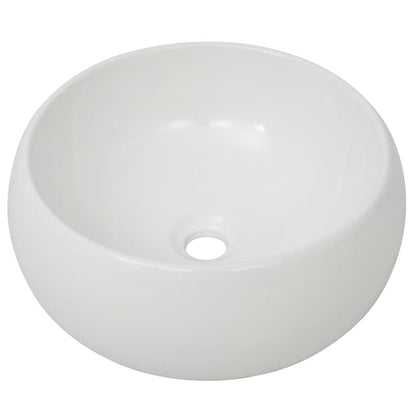 Bathroom Basin with Mixer Tap Ceramic Round White