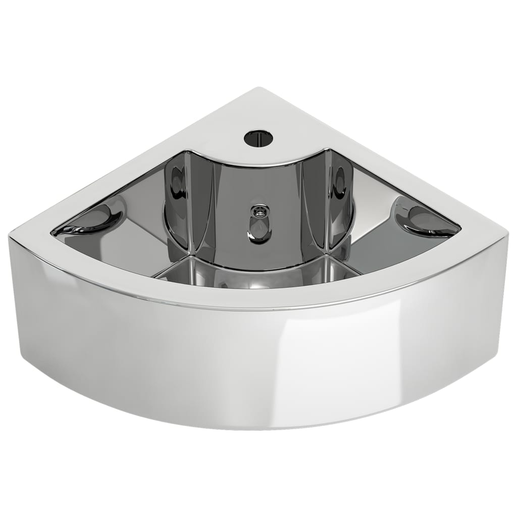 Wash Basin with Overflow 45x32x12.5 cm Ceramic Silver