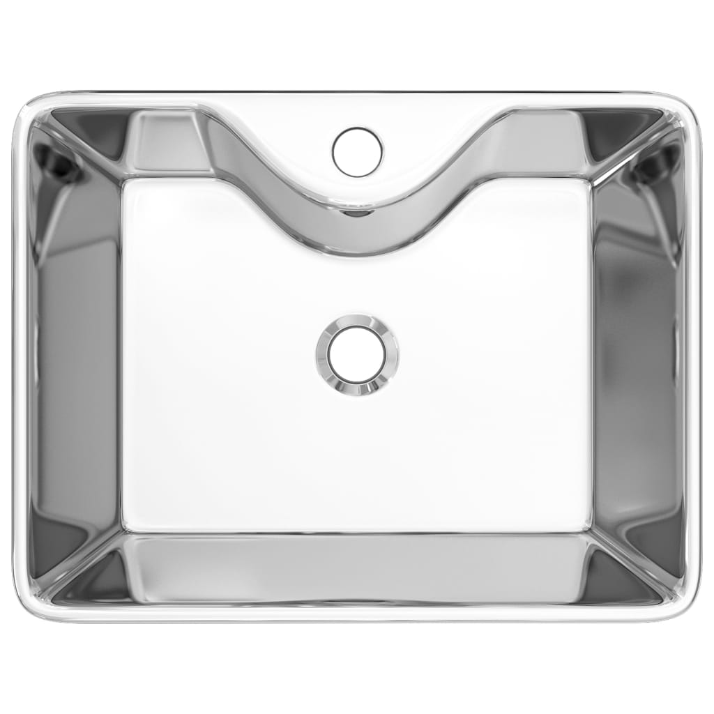 Wash Basin with Faucet Hole 48x37x13.5 cm Ceramic Silver