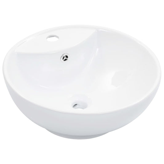 Wash Basin with Overflow 46.5x18 cm Ceramic White