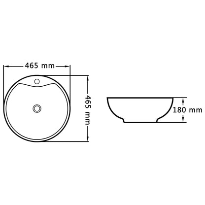 Wash Basin with Overflow 46.5x18 cm Ceramic White