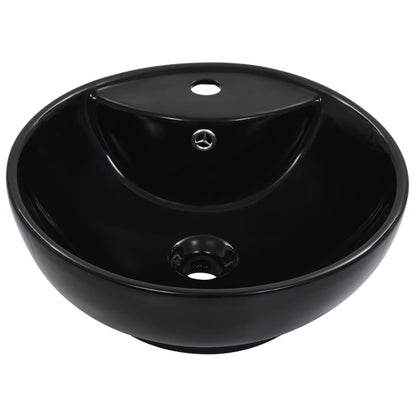 Wash Basin with Overflow 46.5x18 cm Ceramic Black