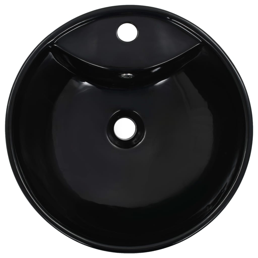 Wash Basin with Overflow 46.5x18 cm Ceramic Black