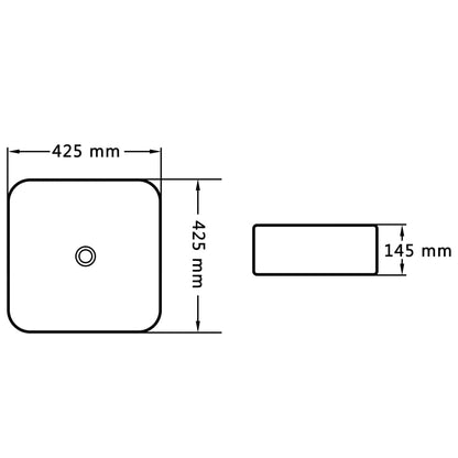 Wash Basin 42.5x42.5x14.5 cm Ceramic Black