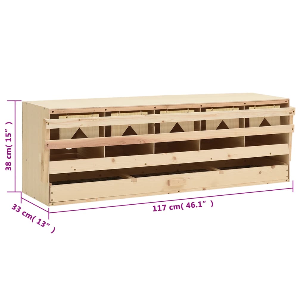 Chicken Laying Nest 5 Compartments 117x33x38 cm Solid Pine Wood