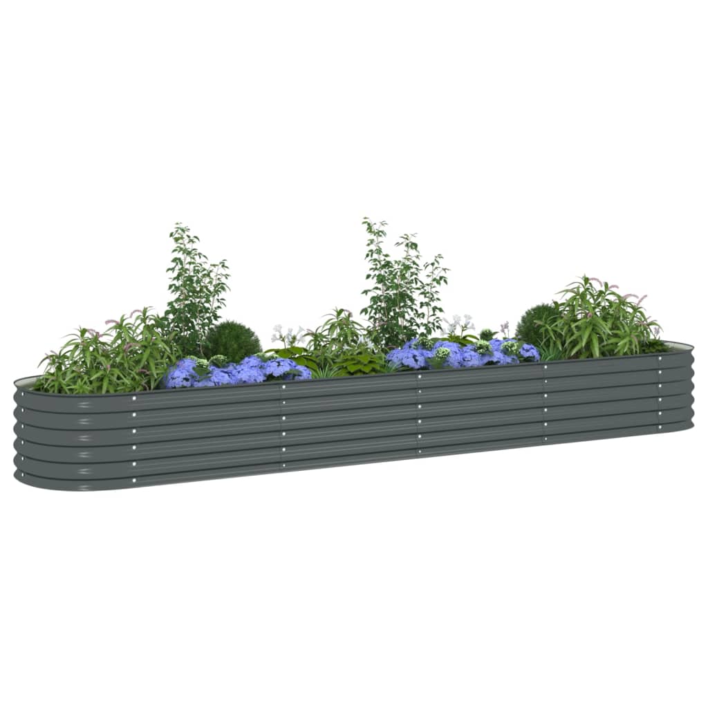 Garden Raised Bed 400x80x44 cm Galvanised Steel Grey