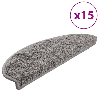 Carpet Stair Treads 15 pcs Grey 65x21x4 cm