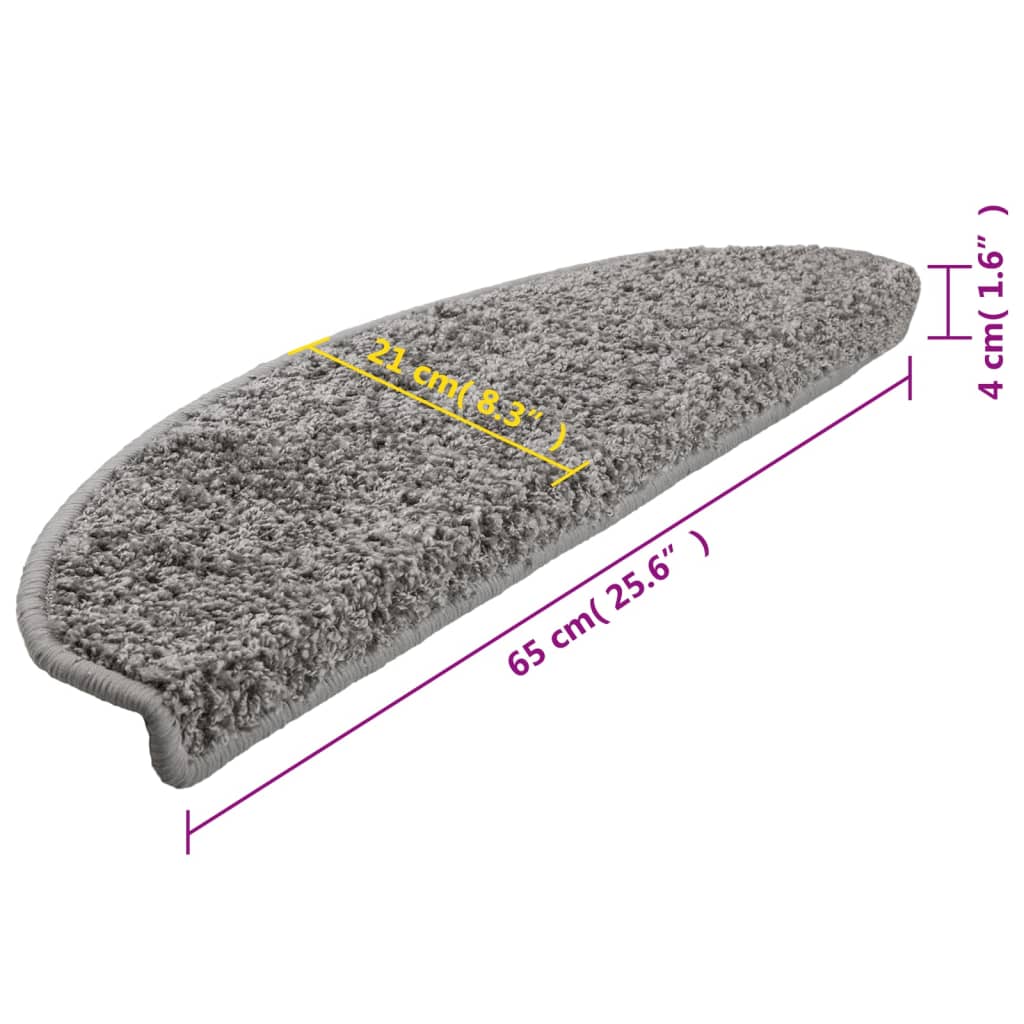 Carpet Stair Treads 15 pcs Grey 65x21x4 cm