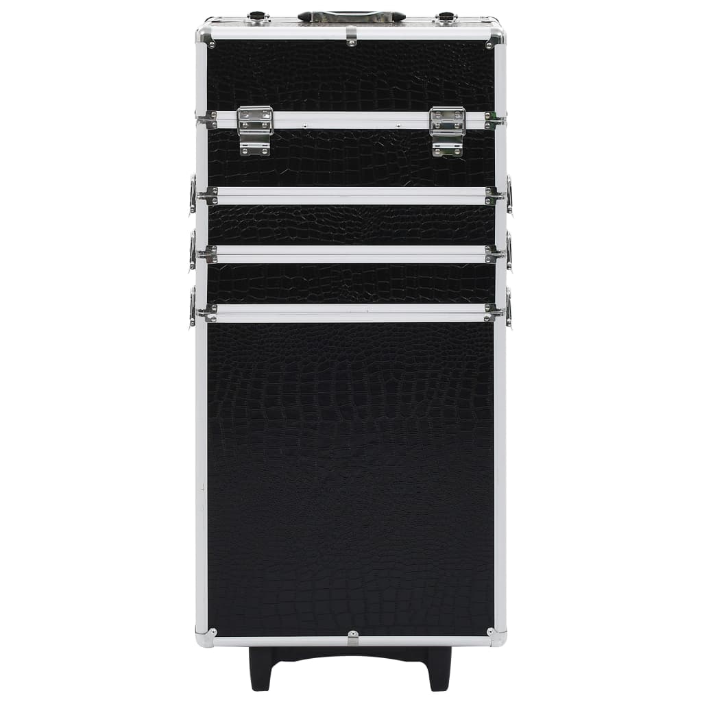 Make-up Trolley Aluminium Black with Crocodile Pattern