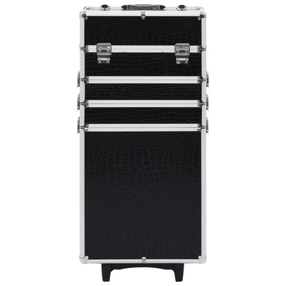 Make-up Trolley Aluminium Black with Crocodile Pattern