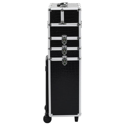 Make-up Trolley Aluminium Black with Crocodile Pattern