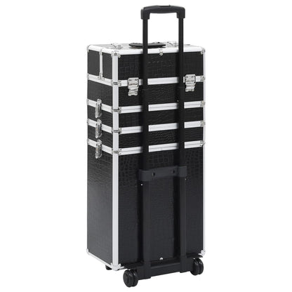 Make-up Trolley Aluminium Black with Crocodile Pattern