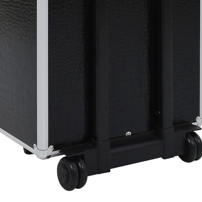 Make-up Trolley Aluminium Black with Crocodile Pattern