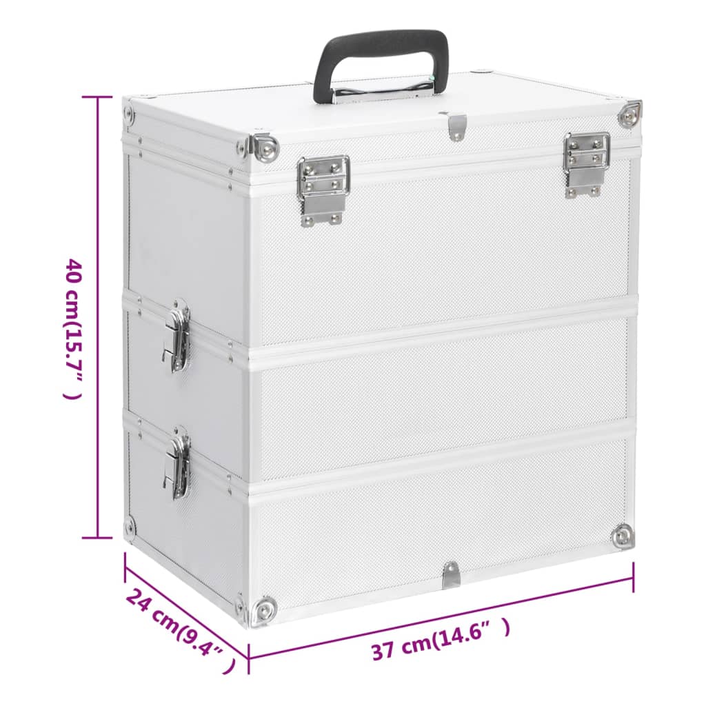 Make-up Case 37x24x40 cm Silver Aluminium