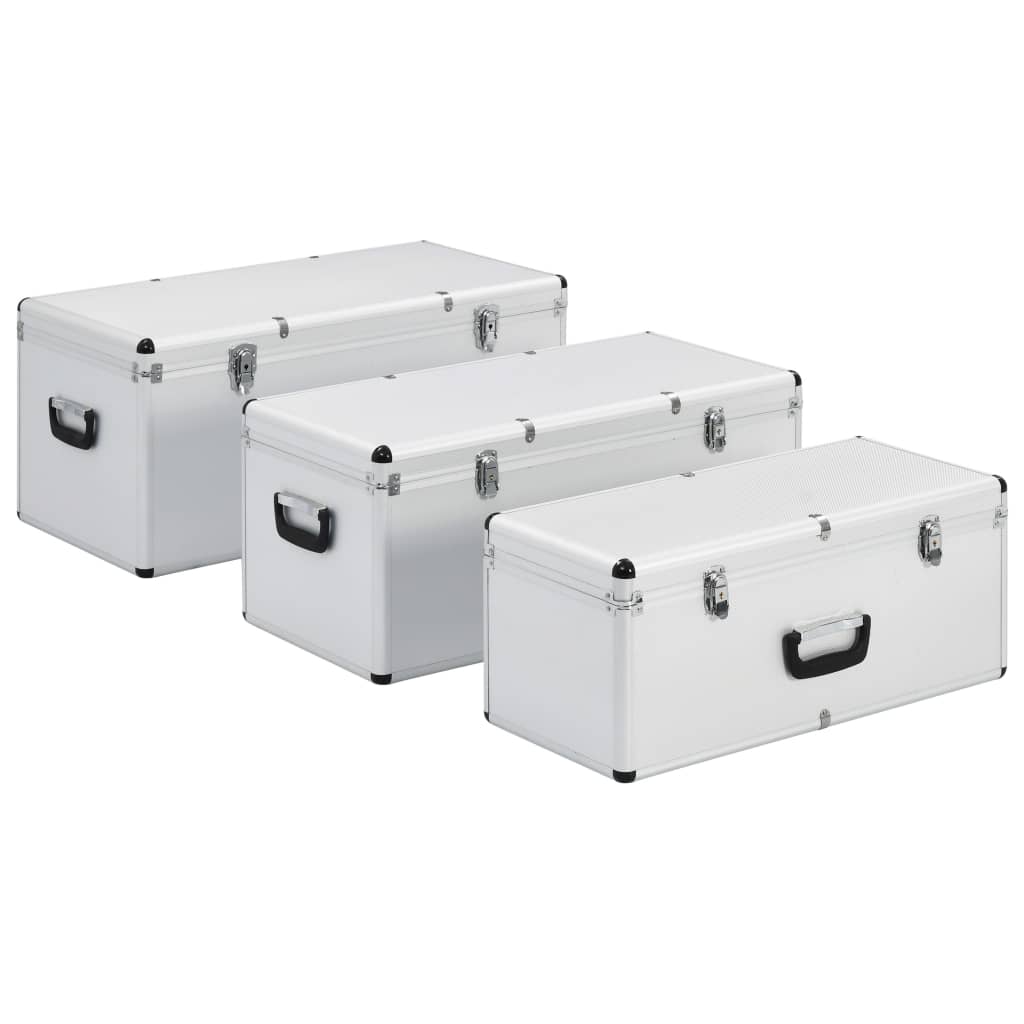 Storage Cases 3 pcs Silver Aluminium