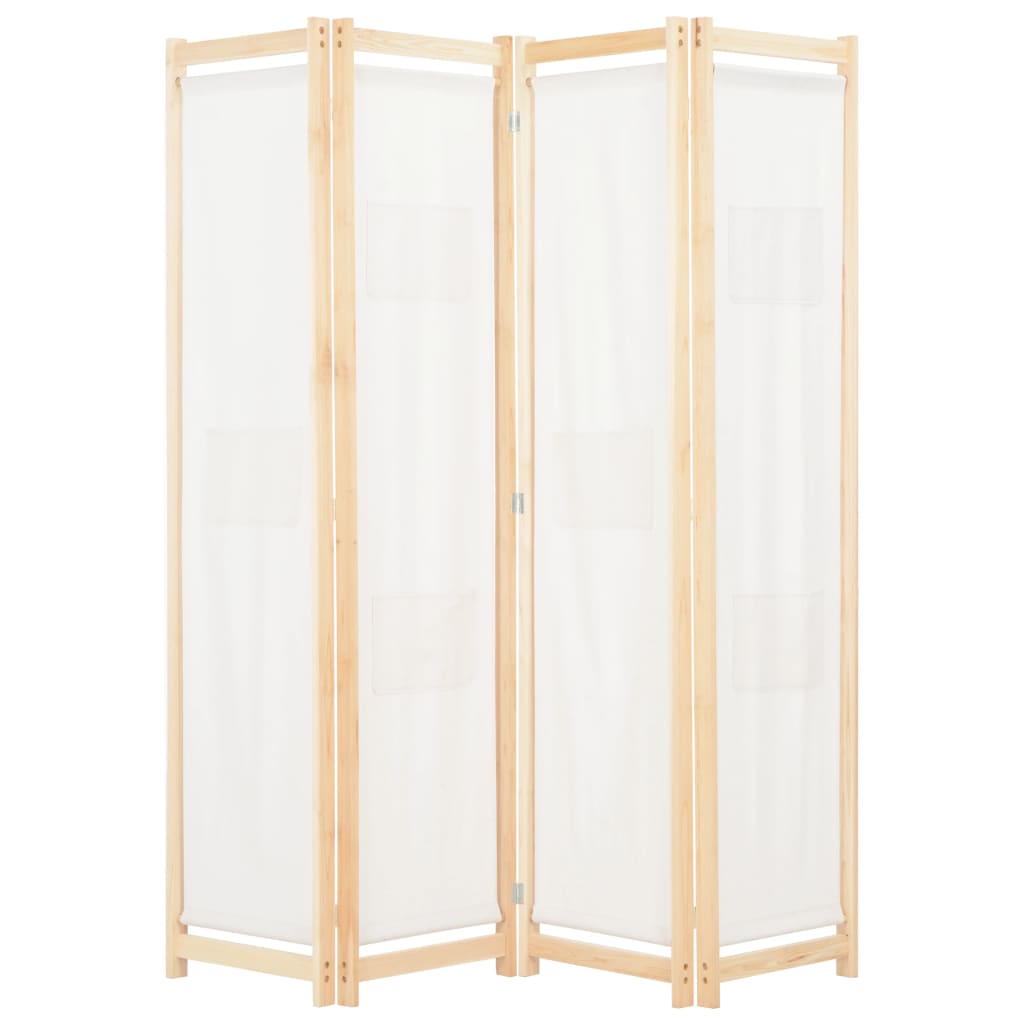 4-Panel Room Divider Cream 160x170x4 cm Fabric