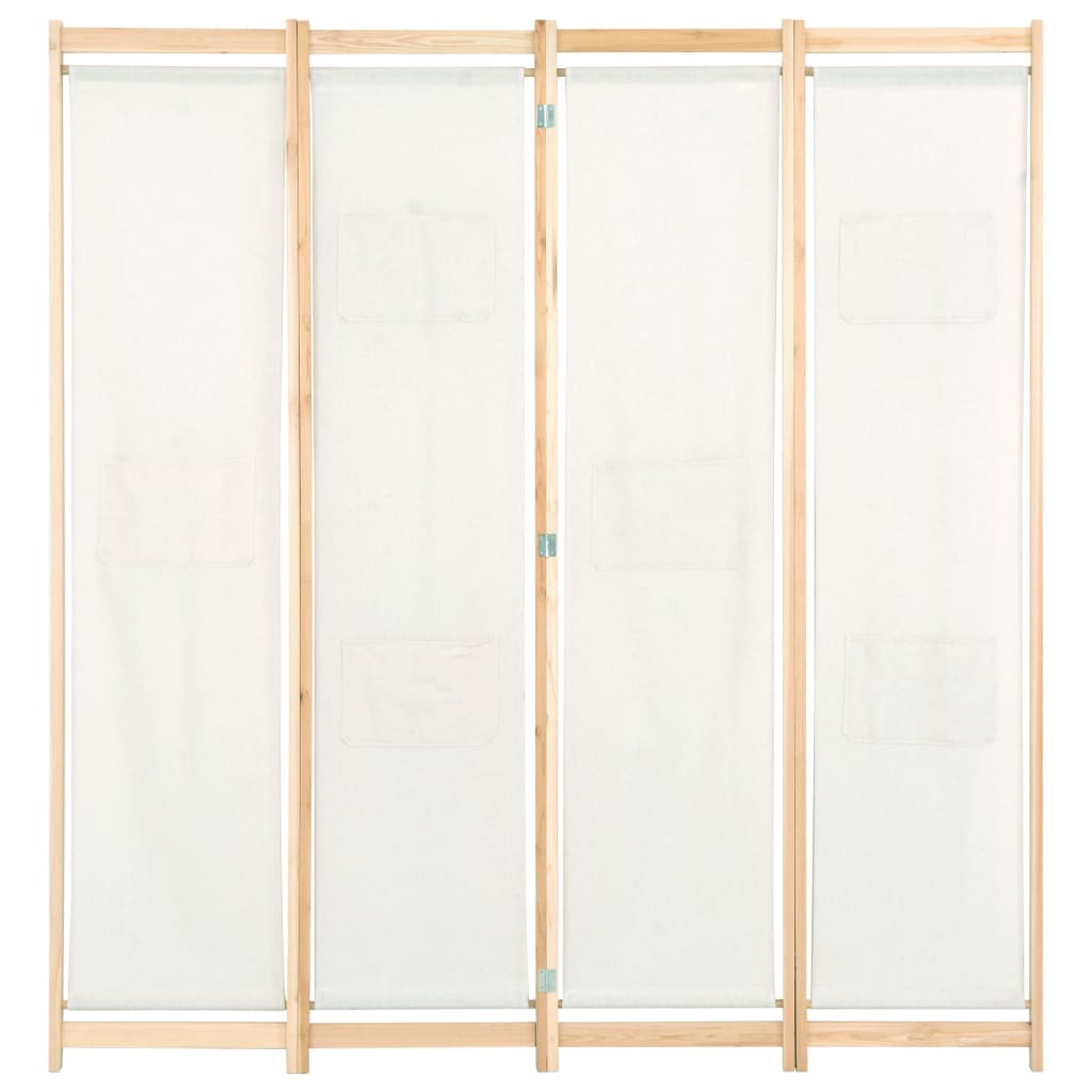 4-Panel Room Divider Cream 160x170x4 cm Fabric