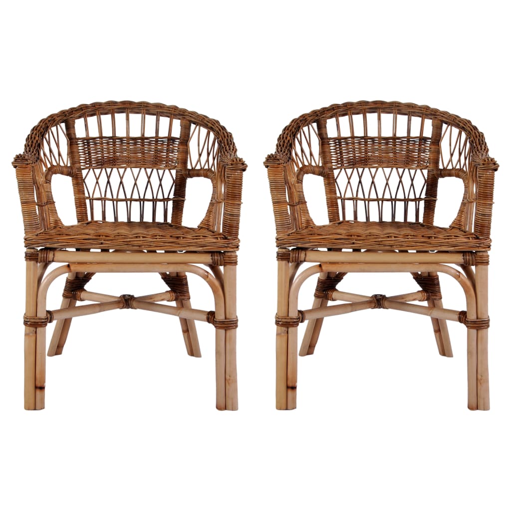 Outdoor Chairs 2 pcs Natural Rattan Brown