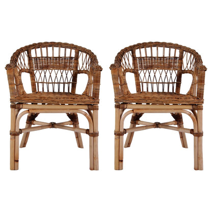 Outdoor Chairs 2 pcs Natural Rattan Brown