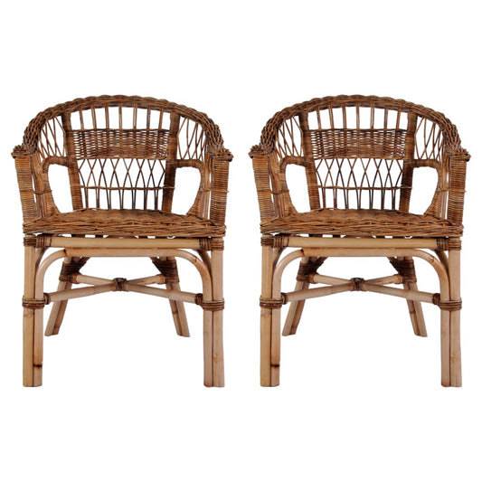 Outdoor Chairs 2 pcs Natural Rattan Brown