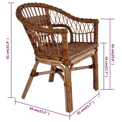 Outdoor Chairs 2 pcs Natural Rattan Brown