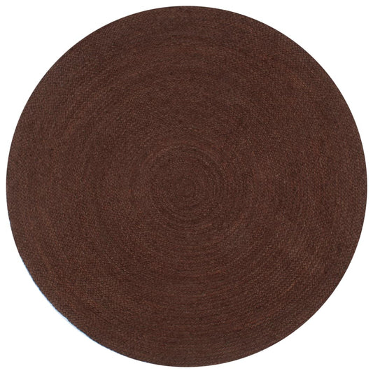 Handmade Rug Jute Round 90 cm Brown