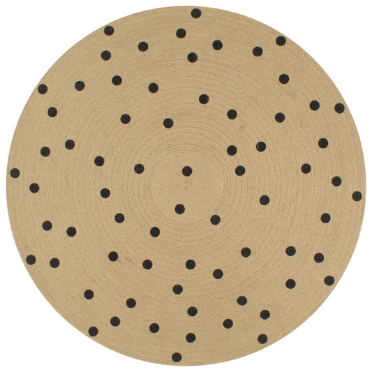 Handmade Rug Jute with Print Polka Dot 120 cm