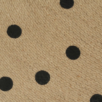 Handmade Rug Jute with Print Polka Dot 120 cm