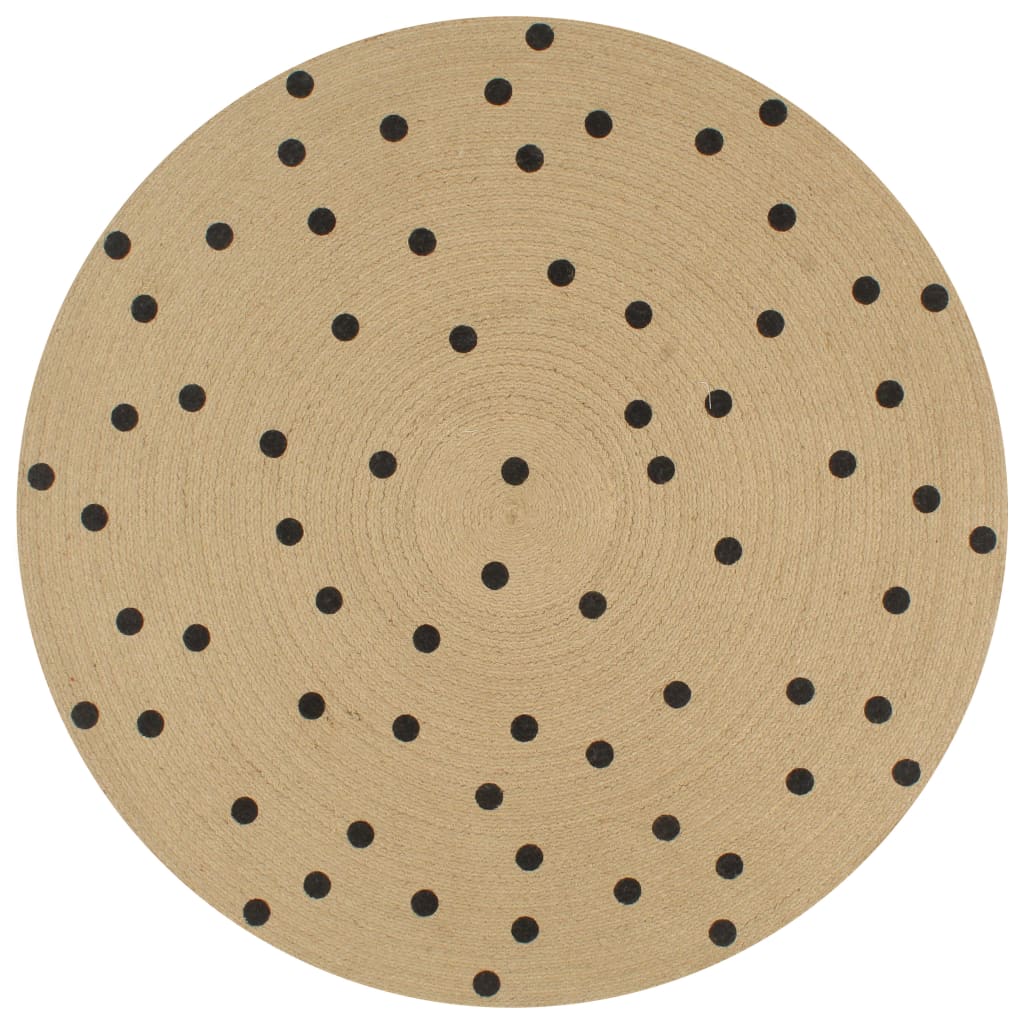 Handmade Rug Jute with Print Polka Dot 150 cm