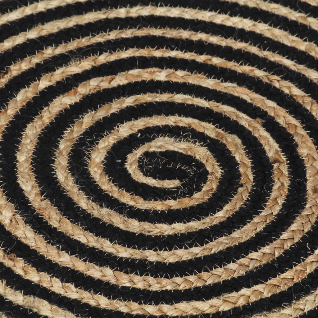 Handmade Rug Jute with Spiral Design Black 120 cm