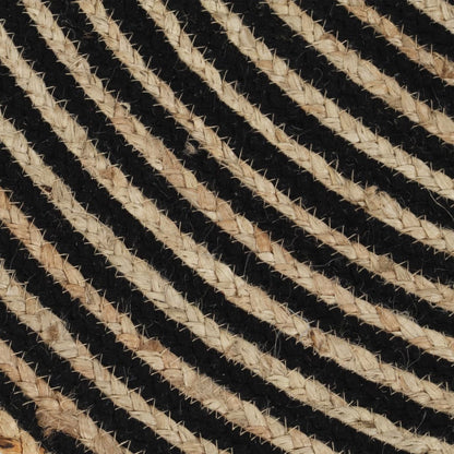 Handmade Rug Jute with Spiral Design Black 120 cm