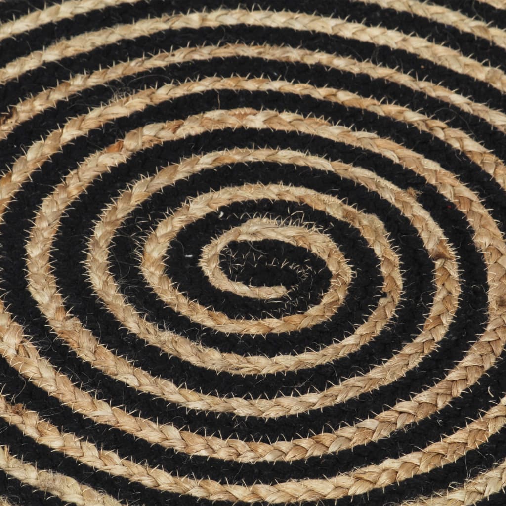 Handmade Rug Jute with Spiral Design Black 150 cm