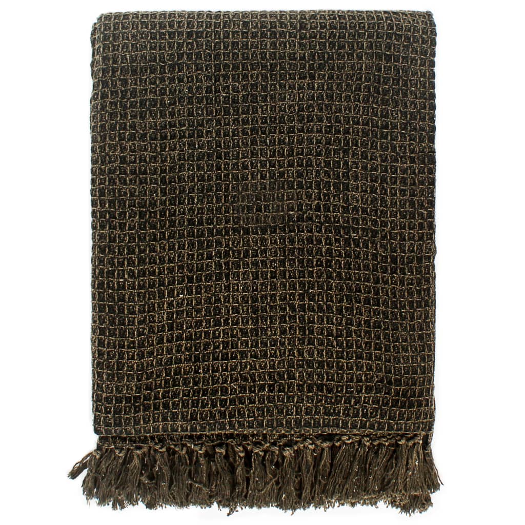 Throw Cotton 160x210 cm Anthracite/Brown