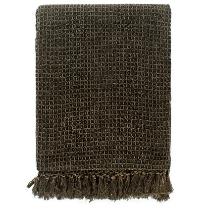 Throw Cotton 160x210 cm Anthracite/Brown