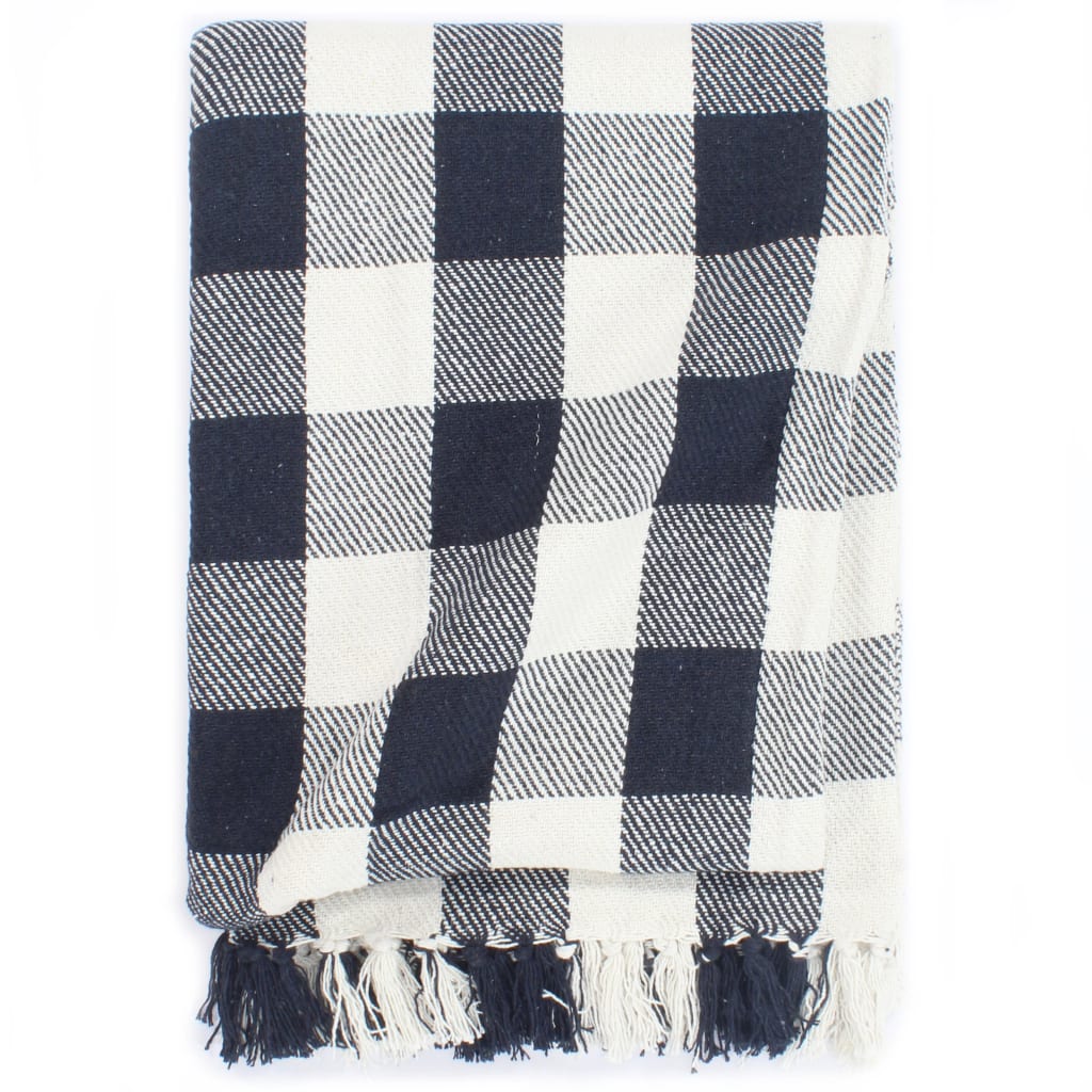 Throw Cotton Check 220x250 cm Navy Blue