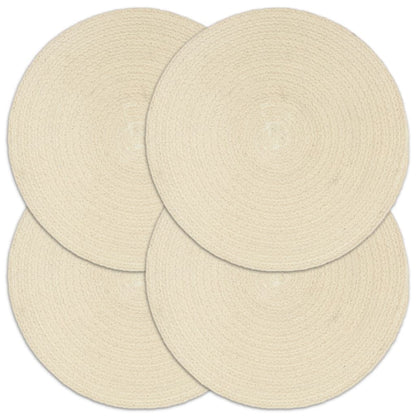 Placemats 4 pcs Plain Natural 38 cm Round Cotton