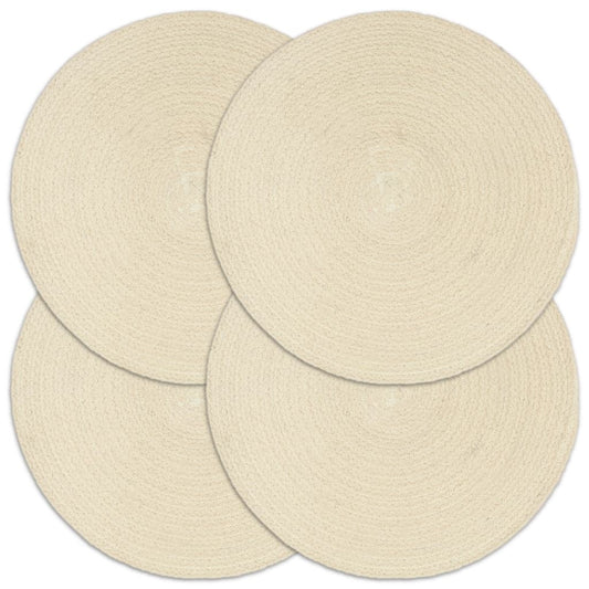 Placemats 4 pcs Plain Natural 38 cm Round Cotton